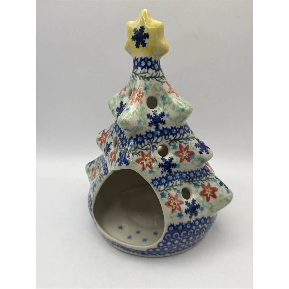 Unikat Polish Pottery Christmas Tree Votive 8.5